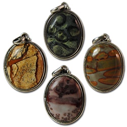 Sterling Silver Genuine Jasper Pendants