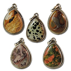 Sterling Silver Genuine Jasper Pendants