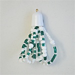 Wholesale Seed Bead Tassel - White & emerald seed beads on 5 strands, 2" (12 pcs minimum )