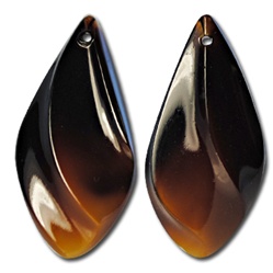 Genuine West German Glass Buffalo horn color glass pendant, 1/2" x 1 1/2" (6 pcs minimum)