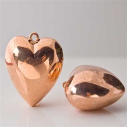 Smooth Heart Copper Coated Beads