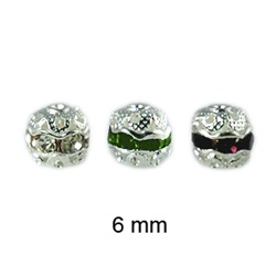 Silver Plated Rhinestone Balls 6mm