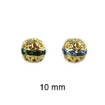 Gold Plated Rhinestone Balls 10mm